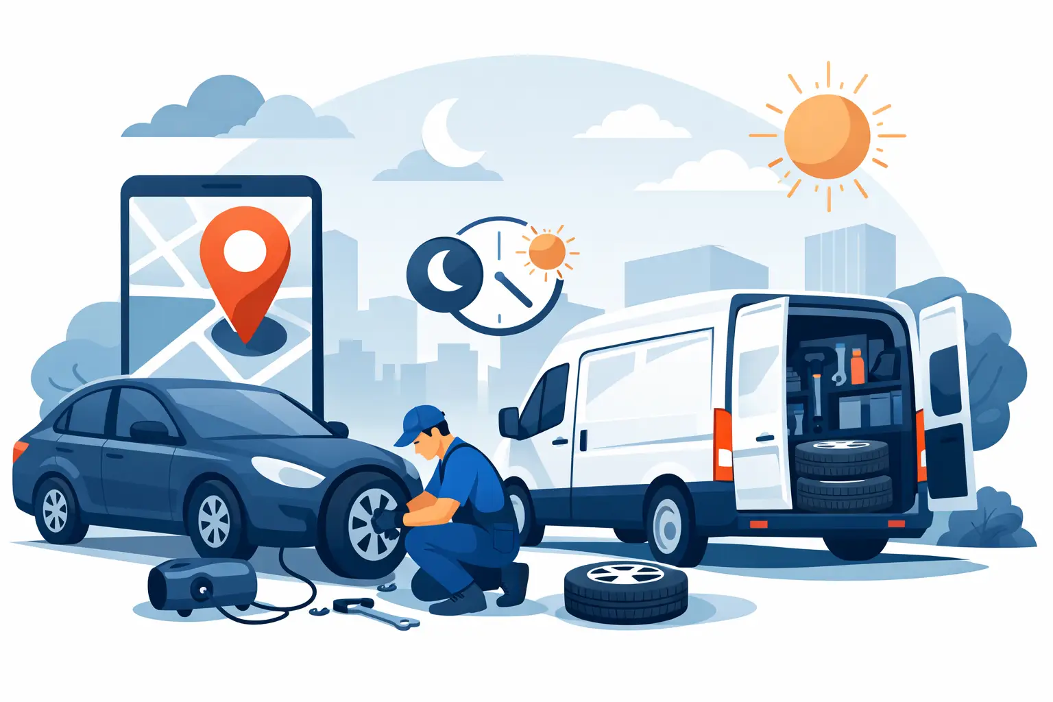 Mobile Puncture Tyre Repair Near Me, 24/7