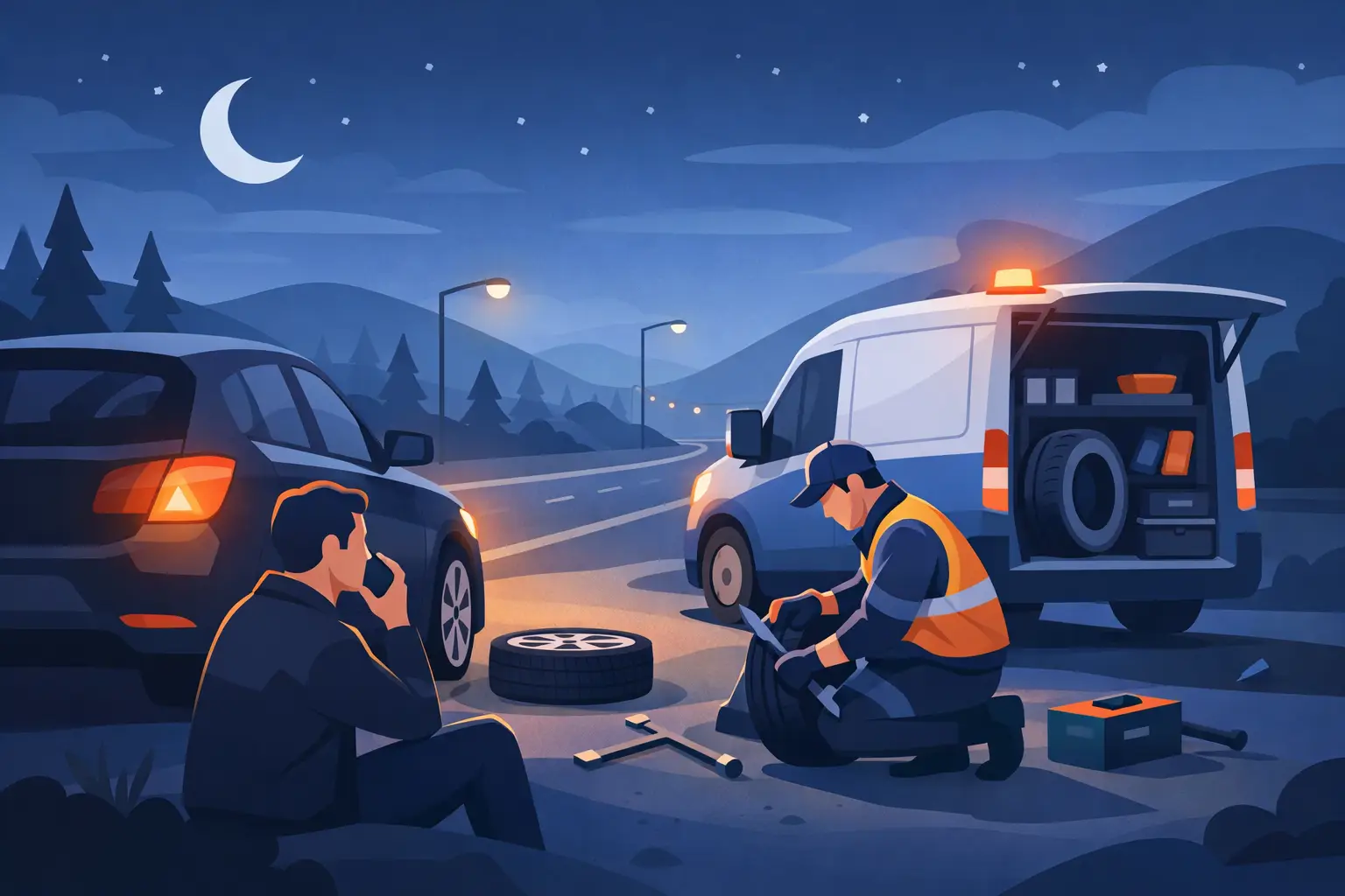 Overnight Tyre Callout Guide for Stranded Drivers